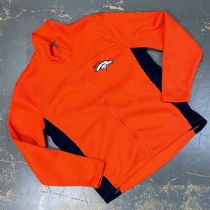 Denver Broncos Warm Up Full Zip Crew Neck Sweater Retro NFL Football Large